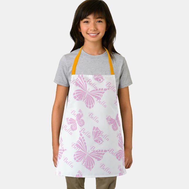 Delantal niños mariposa rosa nombran a chicas lindos (in situ)