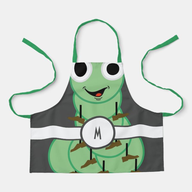 Delantal Niños Monogramado Caterpillar Apron (Anverso)