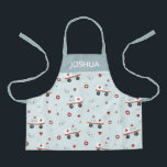 Delantal Niños Patrón de Ambulancia Paramédica Azul Cuta Ni<br><div class="desc">Este diseño de delantal para niños,  lindo y moderno,  presenta un patrón de ambulancia paramédica de emergencia,  con una ambulancia,  estetoscopio,  corazón y jeringa,  en un fondo azul,  y puede ser personalizado con el nombre de su hijo. ¡Ideal para un joven chef,  jardinero o médica!</div>