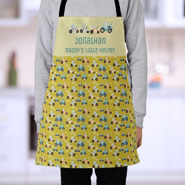 Delantal Niños pequeños pequeños con patrón de tractores de (Subido por el creador)