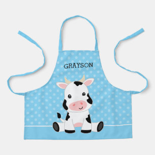 Delantal Niños personalizados con punto de polka azul de v