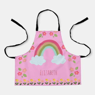 Delantal Niños personalizados Cute arcoiris chica rosa Flor