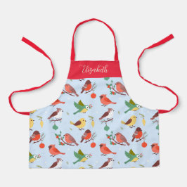 Delantal Niños Personalizados de Aves de Navidad de Inviern