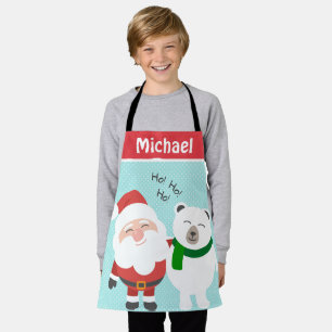 Delantal Niños personalizados de Santa y Oso Polar
