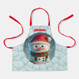 Delantal Niños personalizados por Navidades de Snowman en 3
