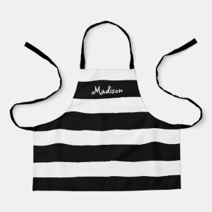 Delantal Niños rayados blancos y negros personalizados