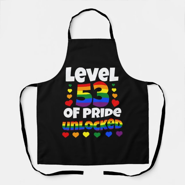 Delantal Nivel 53 del orgullo desbloqueado arcoiris LGBT 53 (Anverso)