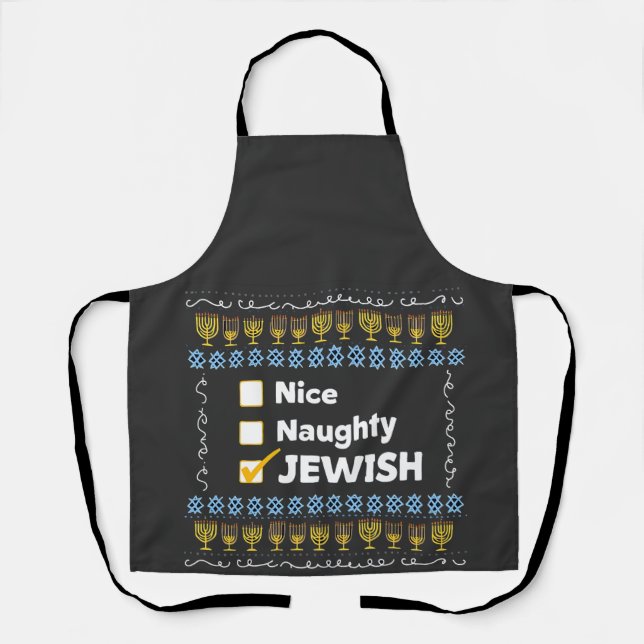 Delantal Niza Hanukkah Judío Suéter Feo (Anverso)