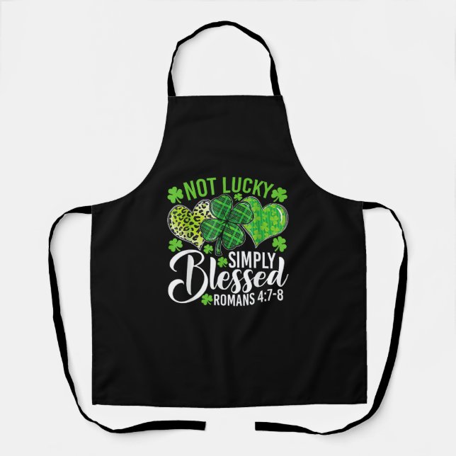 Delantal No Es Suerte Simplemente Bendecir Shamrock Cristia (Anverso)