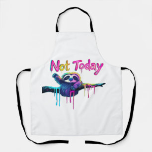 Delantal No Hoy � Arte Neon Perezoso Colorido Camiseta Clás