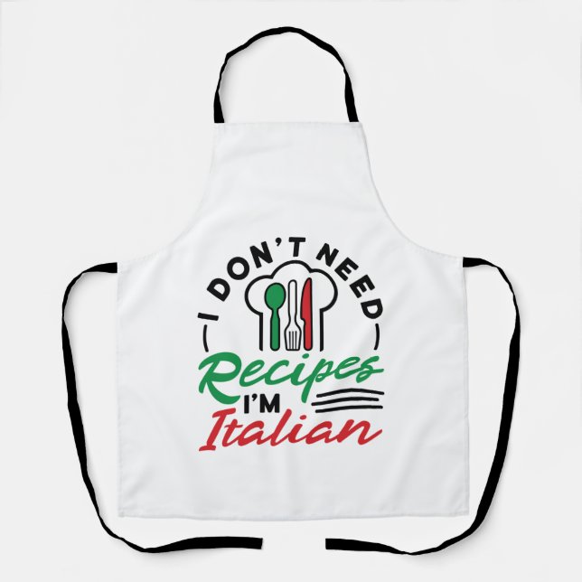 Delantal No necesito recetas soy italiano (Anverso)