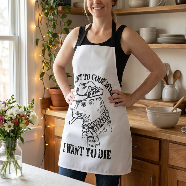 Delantal No quiero cocinar más, quiero morir (Funny Kitchen Burnout Quote Apron for Home Cooks and Bakers)