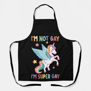 Delantal No soy gay, soy súper orgullo gay LGBT Unicornio