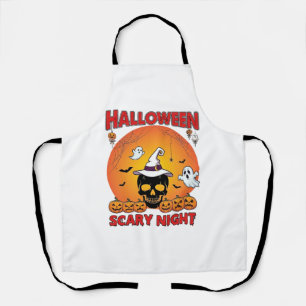 Delantal Noche de Halloween Calavera Bruja Sombrero Calabaz