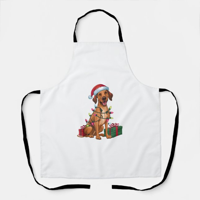 Delantal Noches iluminando Santa Hat Thai Ridgeback Dog Nav (Anverso)