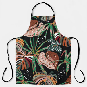 Delantal Noir tropical: Patrón de bosque exótico oscuro