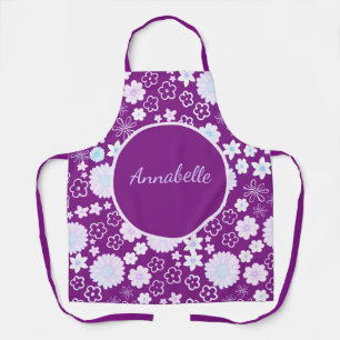 Delantal Nombra audaz Morado Flores Girly Floral