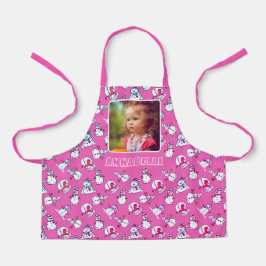 Delantal Nombrar Navidades Snowman Y Fotografía De Girly Pi