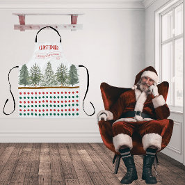 Delantal Nombrar White Red Green Botánico Feliz Navidad