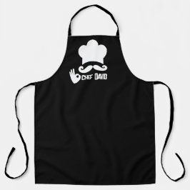 Delantal Nombre de chef con bigote negro divertido