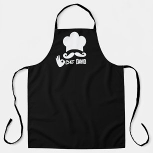 Delantal Nombre de chef con bigote negro divertido