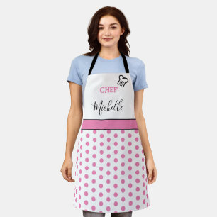 Delantal Nombre de Chef Personalizado Moderno con Lunares