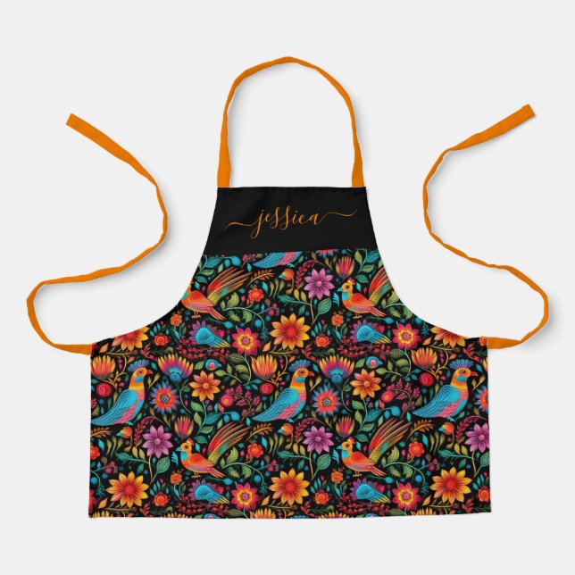 Delantal Nombre de chica floral colorido moderno (Anverso)