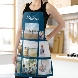 Delantal Nombre de Collage de fotos familiar personalizado