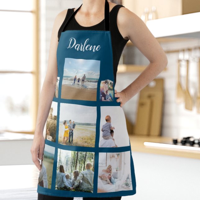 Delantal Nombre de Collage de fotos familiar personalizado (Subido por el creador)