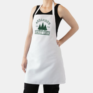 Delantal Nombre de familia Cabina Selva Verde Pines Blanco
