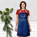 Delantal Nombre de familia del tema náutico azul de la mari<br><div class="desc">Diseño de temática náutica única para la cocina de tu familia o la cocina de tu familia.</div>