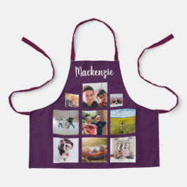 Delantal Nombre de guión de Collage de fotos personalizado