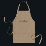 Delantal Nombre de guión moderno personalizado<br><div class="desc">¿Acoger un taller botánico y suculento? ¿Qué tal una clase de cocina? Ofrecer delantales personalizados para sus huéspedes con un elegante tipo de letra que seguramente les encantará. Que hablen de este obsequio sofisticado. Sugerencia: para mantener los largos intervalos al final, mantenga los cuadrados pequeños al final y delante del...</div>