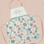 Delantal Nombre de la familia Monograma de impresión floral<br><div class="desc">Monograma de impresión floral Boho Nombre familiar personalizado Apron</div>
