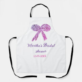 Delantal Nombre de la fiesta de boda con brillo de lazo ros
