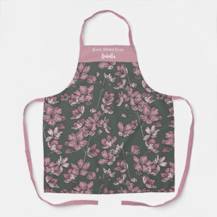 Delantal Nombre de la floral rosa nostálgica mejor mamá de