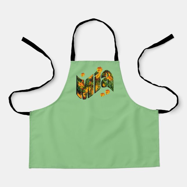 Delantal Nombre de Mia Floral, Apron (Anverso)