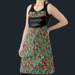 Delantal Nombre de monograma de patrón vegetal Guión de coc<br><div class="desc">Patrón vegetal,  guión de cocina,  nombre de monograma Apron. Puede agregar su propio nombre y texto para personalizar.</div>