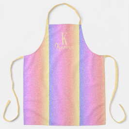 Delantal Nombre de monograma personalizado girly brillo arc