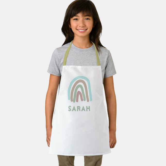 Delantal Nombre de niños adorables con arcoiris (in situ)