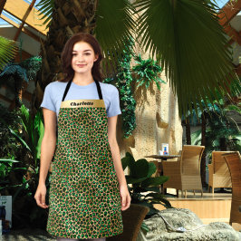 Delantal Nombre de patrón de estampado de leopardo de oro v