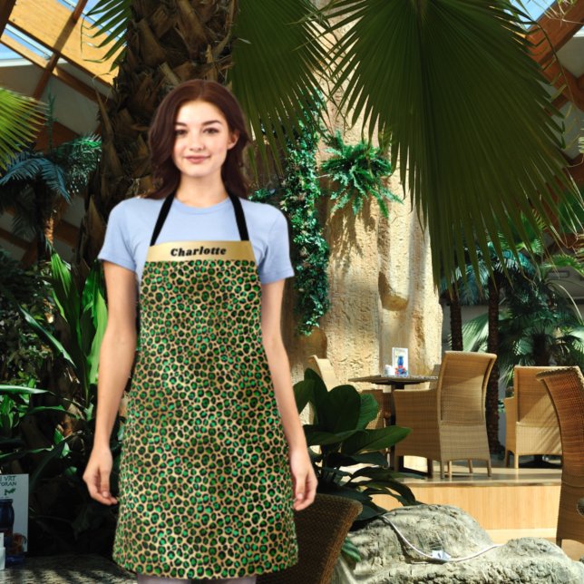 Delantal Nombre de patrón de estampado de leopardo de oro v (Subido por el creador)