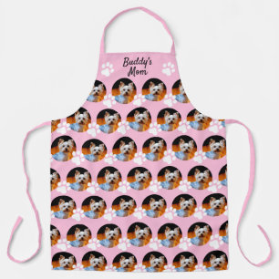 Delantal Nombre de patrón de foto de Mascota Perro Pink w 