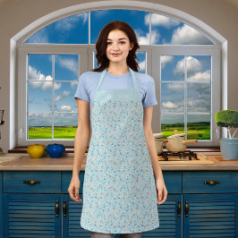 Delantal Nombre de patrón floral azul claro