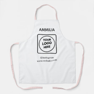 Delantal Nombre de personal personalizado blanco Logotipo