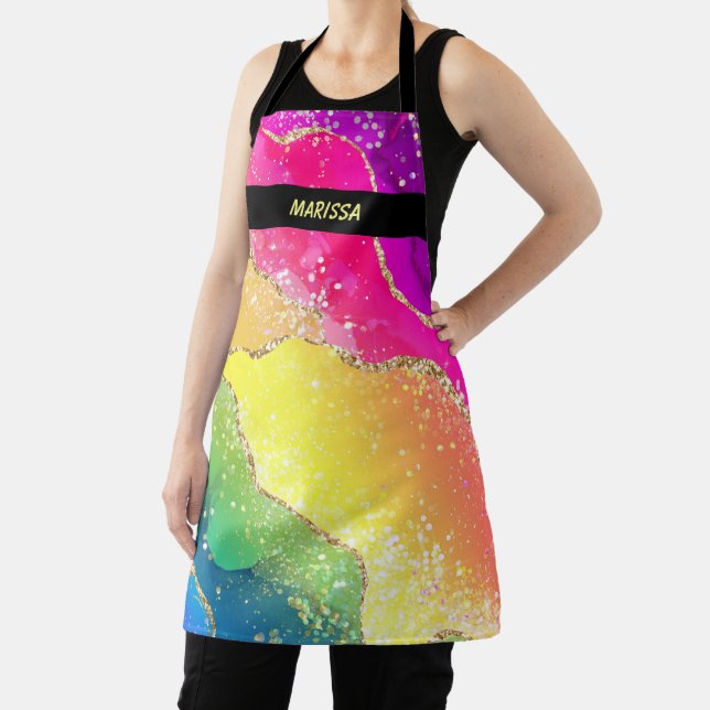 Delantal Nombre de Personalizable colorido moderno (in situ)