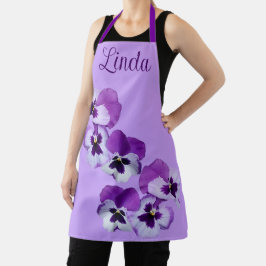 Delantal Nombre de personalizable Linda bonito morado flora