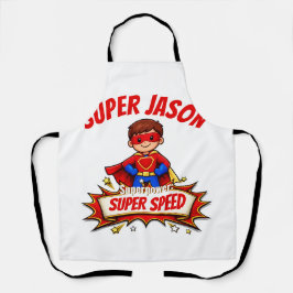 Delantal Nombre de superhéroe personalizado para niños y su