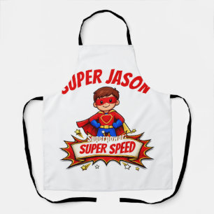 Delantal Nombre de superhéroe personalizado para niños y su