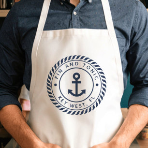Delantal Nombre del barco del Personalizado del Ancla Azul 